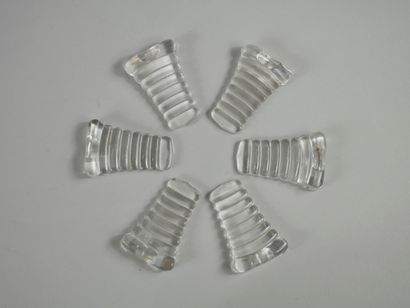 null Set of six stepped molded crystal plate holders.