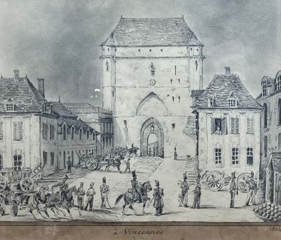 null French school 19th century. 

Vincennes Castle: the Village Tower and the Guardhouses....