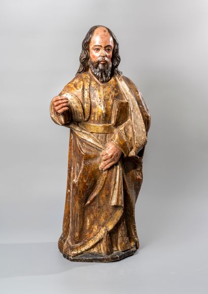 null Saint Apostle in gilded wood and polychrome. Very nice details in the treatment...