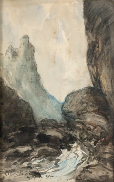 null FRANK-BOGGS (1855-1926).

The Gorges of the Tarn. Brush, brown ink and watercolour...