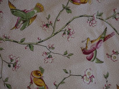 null 
Pair of single headboards in fabric decorated with exotic bird. Width:10cm...