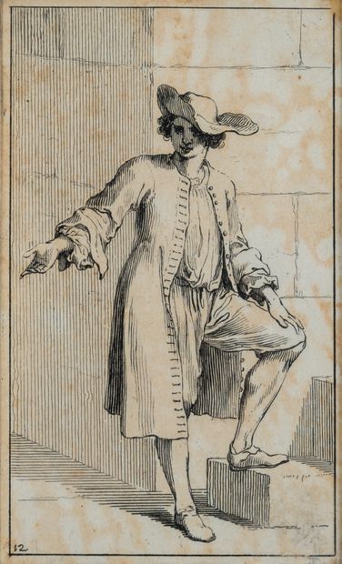 null Paire de gravures d’après Sébastien LECLERC (1676-1763). Deux personnages.