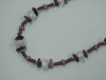 null Two faceted amethyst beads necklaces.