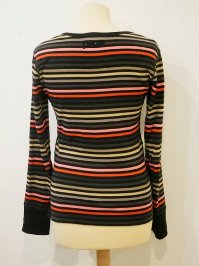 null SONIA RYKIEL. 

Set of 2 tops : 1 striped cotton top, size S - 1 brown and black...