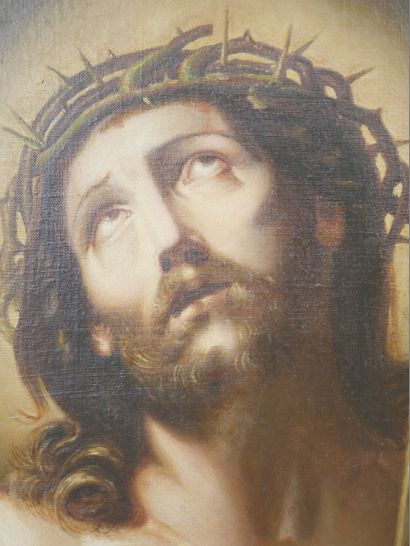 null French school XIXth century. 

Christ with the crown of thorns.

Oil on canvas.

59...