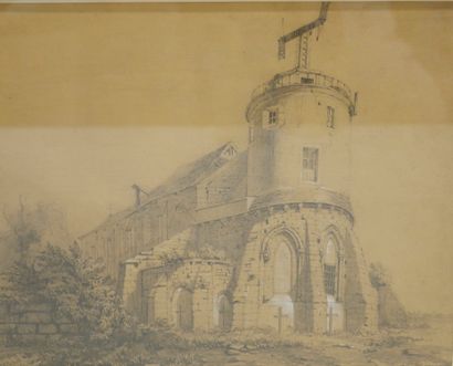 null École Française du XIXè siècle. 

L’Eglise saint Pierre de Montmartre surmonté...