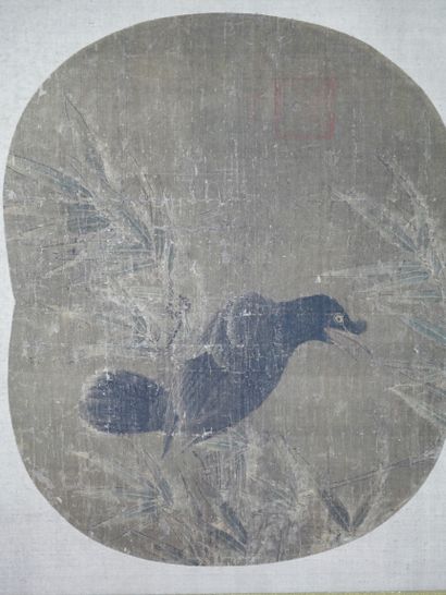 null CHINE, dynastie Yuan à plus tardif . 

Deux peintures sur soie collées sur carton....