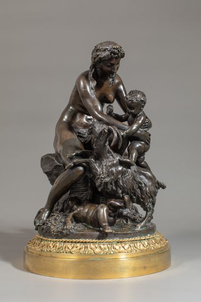 null French school XIXth century, after CLODION. 

Nymph and Putto playing with a...