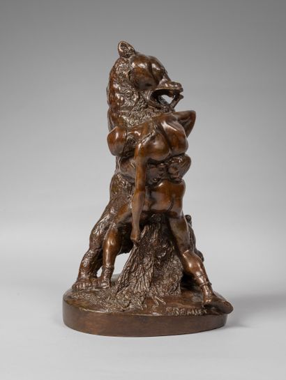 null 
After Emmanuel FREMIET ( 1824-1910). The bear and the gladiator. Bronze proof...