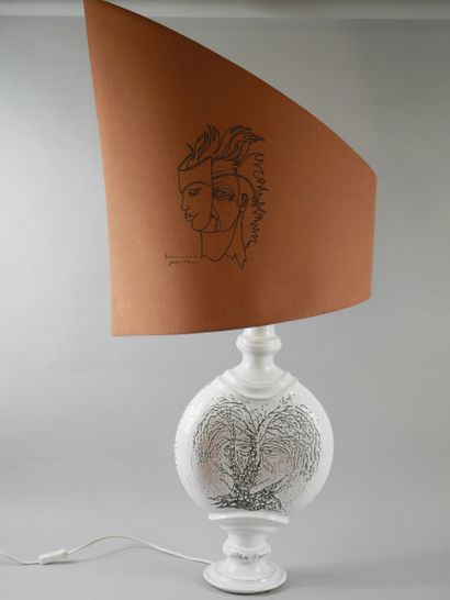 null Jean MARAIS (1913-1998)

Flattened lamp in white enamelled earthenware decorated...