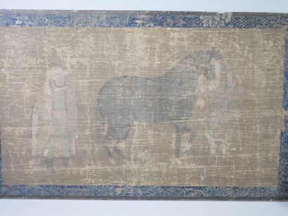 null CHINA, Yuan dynasty to later . 

Two paintings on silk pasted on cardboard....