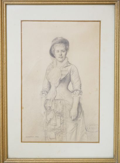 null Jean-Baptiste PONCET (1827-1901).

Portrait d'une jeune élégante. 

Dessin à...