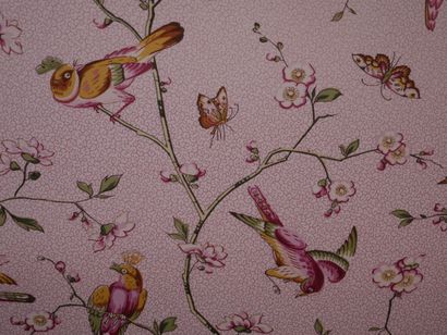 null 
Pair of single headboards in fabric decorated with exotic bird. Width:10cm...