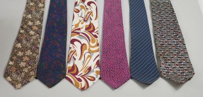null Lot de 6 cravattes, ROCHAS, CARDIN, HIPPOLYTE, GIVENCHY. 

(En l'état).