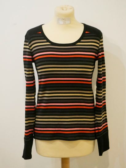 null SONIA RYKIEL. 

Set of 2 tops : 1 striped cotton top, size S - 1 brown and black...