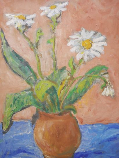 null Modern school, 20th century 

Still life with a bunch of daisies. Oil on canvas...