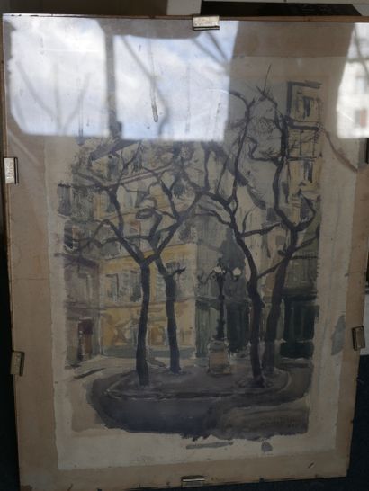 null Aimé Daniel STEINLEN (1923-1996). 

Furstenberg square in autumn, 1923. 

Watercolour...