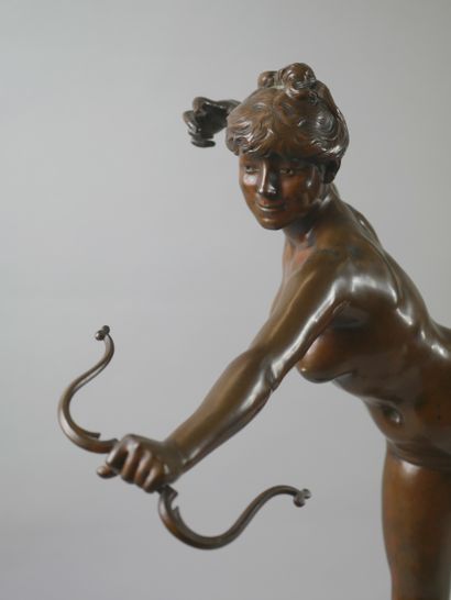 null Alexandre FALGUIERE (1831-1900)

"Diane chasseresse" 

Epreuve en bronze à patine...