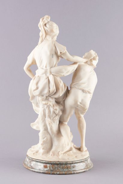 null French school XIXth century. 

The lovers. 

Proof in biscuit. Base in beige...