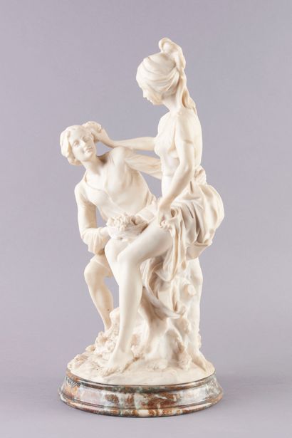 null French school XIXth century. 

The lovers. 

Proof in biscuit. Base in beige...