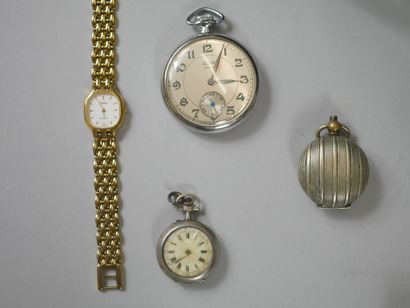 null Lot including : 

- TISSOT lady's watch in gilt metal in its box

- Medal of...