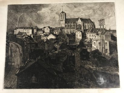 null François MARECHAL (1861-1945) 

The basilica 

Etching

Signed lower center....