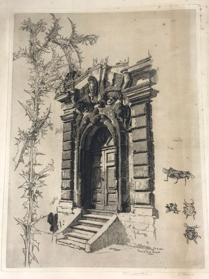 null François MARECHAL (1861-1945) 

Porte du palais Zuccari – Rome

Eau-forte 

Signée...