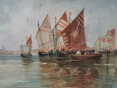 null Thomas Bush HARDY (1842-1897). 

Vue de la lagune de Venise. 

Aquarelle. 

Dans...