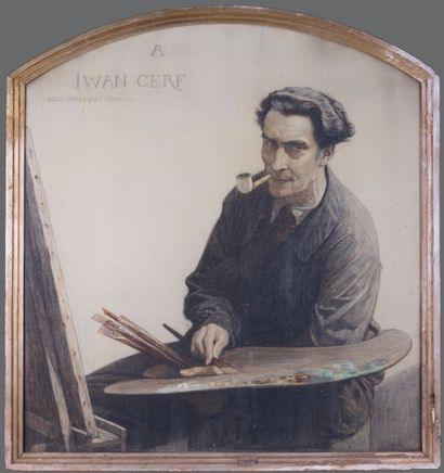 null Octave GUILLONNET (1872-1967)

Portrait of Ywan CERF with a palette, 1933

Mixed...