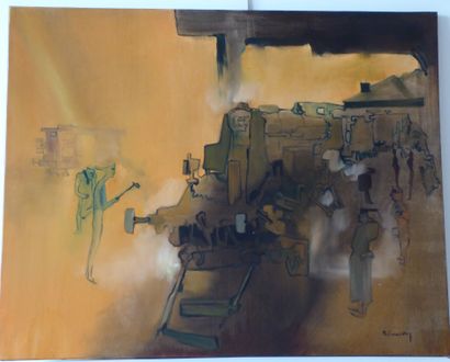 null Philippe DELOISON (20th).

The smoky station, 1965. 

Oil on canvas. 

80 x...