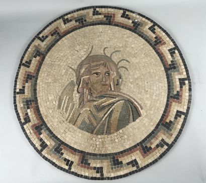 null 21-Large circular mosaic.

Polychrome tesserae from the Roman period representing...