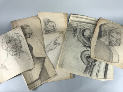 null Fond d'atelier d'Ywan CERF (1883-1965) comprenant : dessins, dessins accadémiques,...
