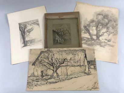 null Ywan CERF (1883-1963)

Ensemble de 9 oeuvres, études d'arbres, chat, vue de...