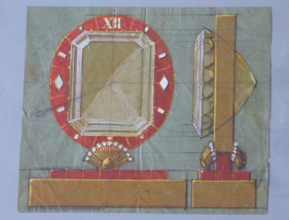 null Preparatory drawing Clock coral entourage, 1950. 

Gouache on celluloid. 

21...