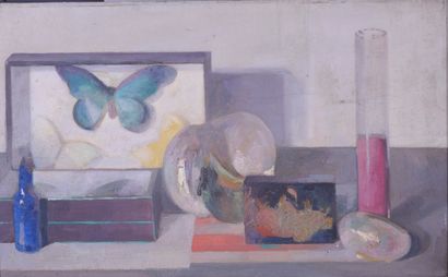 Ywan CERF (1883-1963) 
Nature morte au papillon...
