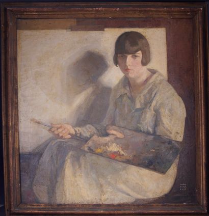 null Ywan CERF (1883-1963)

Young girl with a palette

Oil on canvas. 

Signed lower...