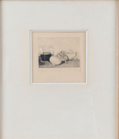 null Ywan CERF (1883-1963)

Still life with turnip and glass. 

Framed etching under...