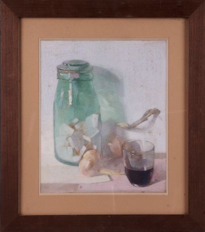 null Attribué à Ywan CERF (1883-1963)

Nature morte au verre de vin et à l'oignon

Pastel...