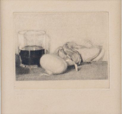 null Ywan CERF (1883-1963)

Still life with turnip and glass. 

Framed etching under...