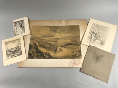 null Ywan CERF (1883-1963)

Set of 9 works, studies of trees, cat, view of Paris,...