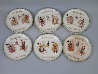 null CHOISY.

Lot of nine plates in fine earthenware with anecdotal decoration around...