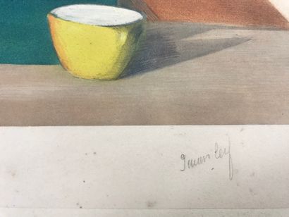 null Ywan CERF (1883-1965) 

Lithograph

Still Life with Marble Sculpture 

Signed...