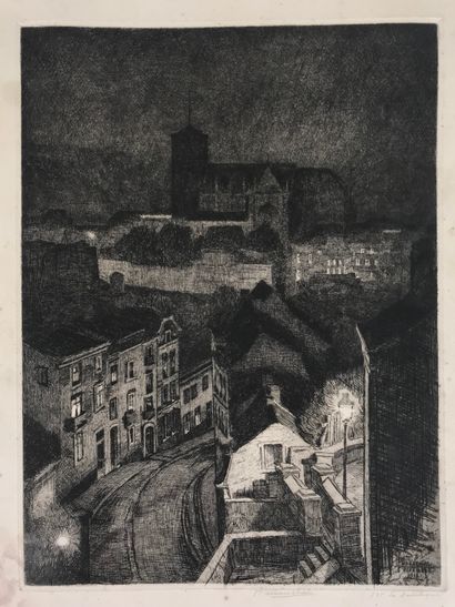 null François MARECHAL (1861-1945) 

The basilica 

Etching 

Signed lower center....
