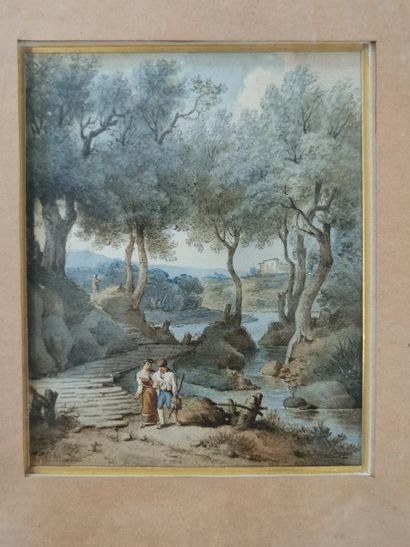 null French School Beginning of XIXth century

Couple walking in a forest. 

Pastel...