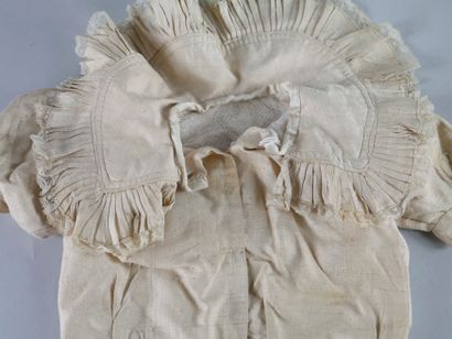 null Small beige silk jacket with large pleated collar and lace, balloon sleeve....