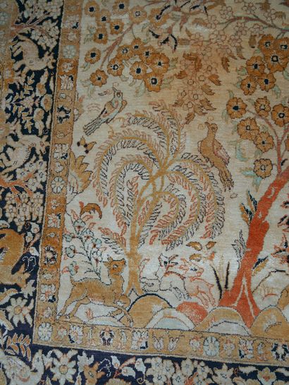 null IRAN, middle of the 20th century. Fine Ghoum carpet entirely in silk, decorated...