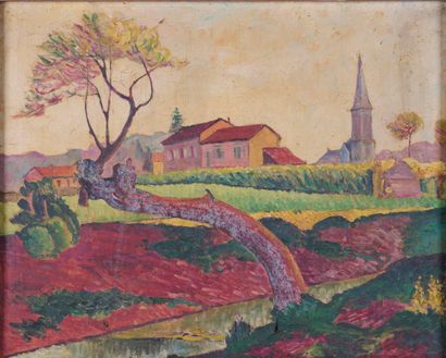 null Attribué à Ywan CERF (1883-1963)

Paysage au clocher

Huile sur toile. 

Non...