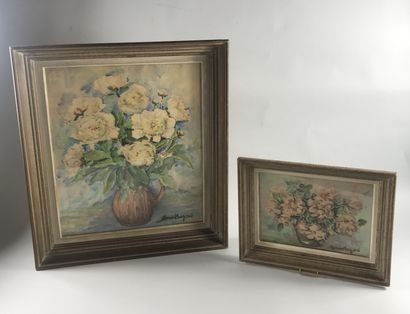 null Lot de deux aquarelles d'Henri BOEZ (XX), 1968.

Bouquets de fleurs. 

23 x...