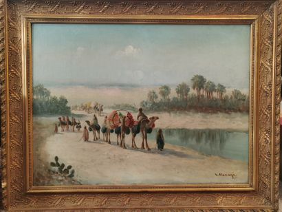 null Vincent MANAGO (1880-1936)

The arrival at the oasis. 

Oil on canvas signed...