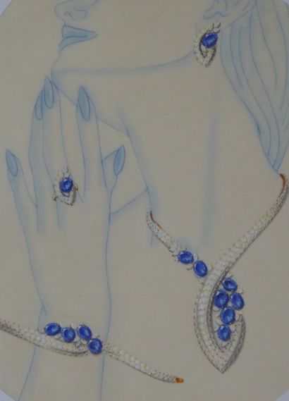 null Philippe DELOISON (XXth) for VCA. diamond motifs, sapphires, diamonds, platinum....